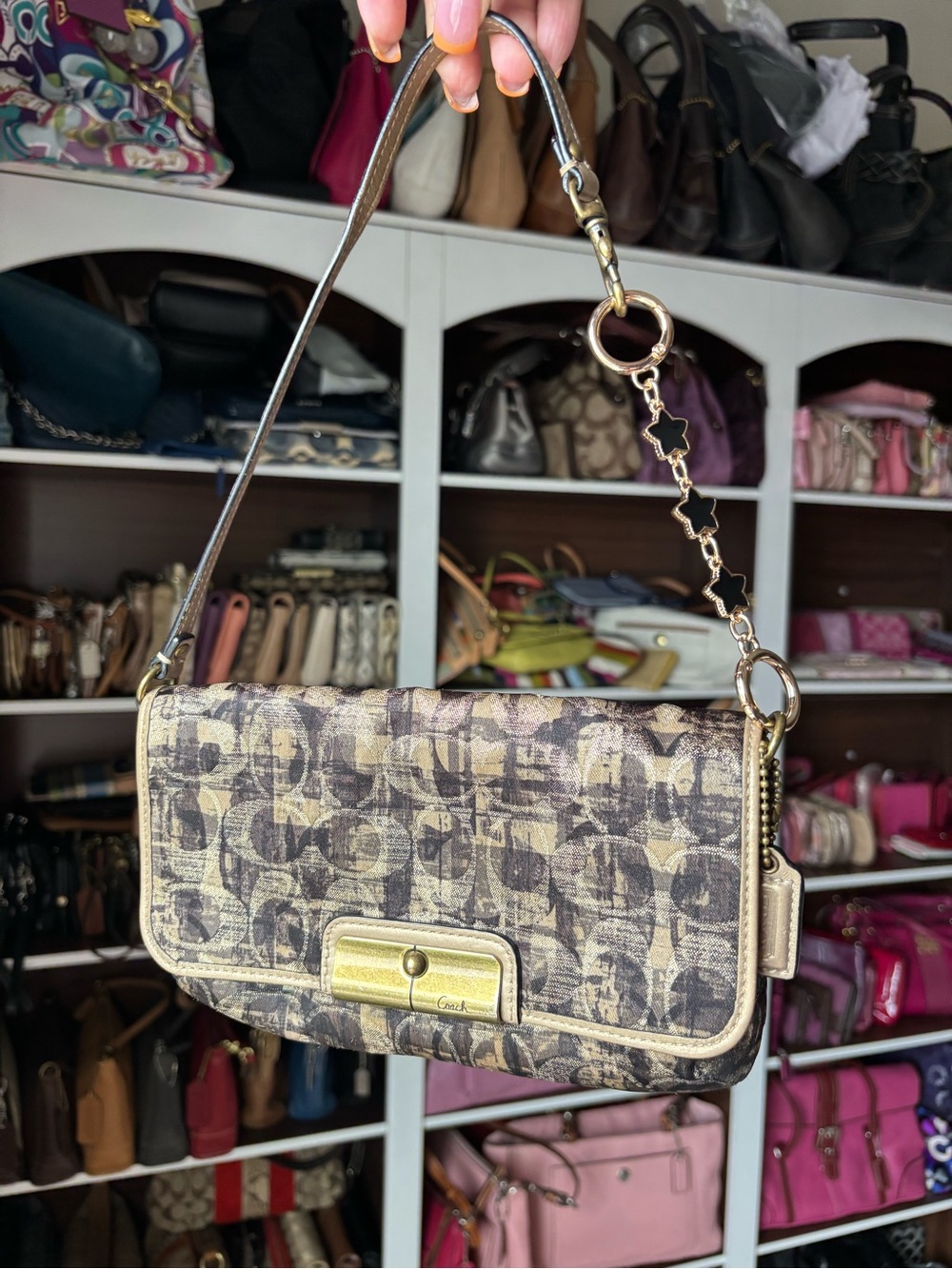 🖤✨🤎COACH Kristin Plaid C Large Wristlet🤎✨🖤